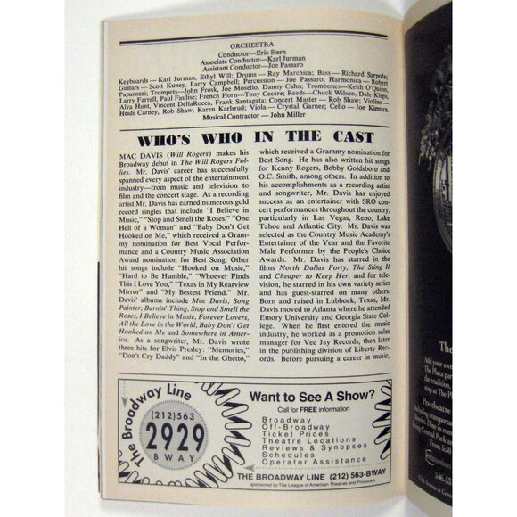 Will Rogers Follies Playbill 1992 Mac Davis Sam Crothers Jack Doyle Ringham - Picture 9 of 10